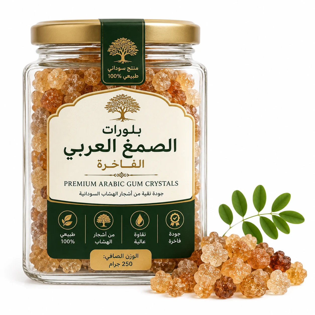 بلورات الصمغ العربي الفاخرة